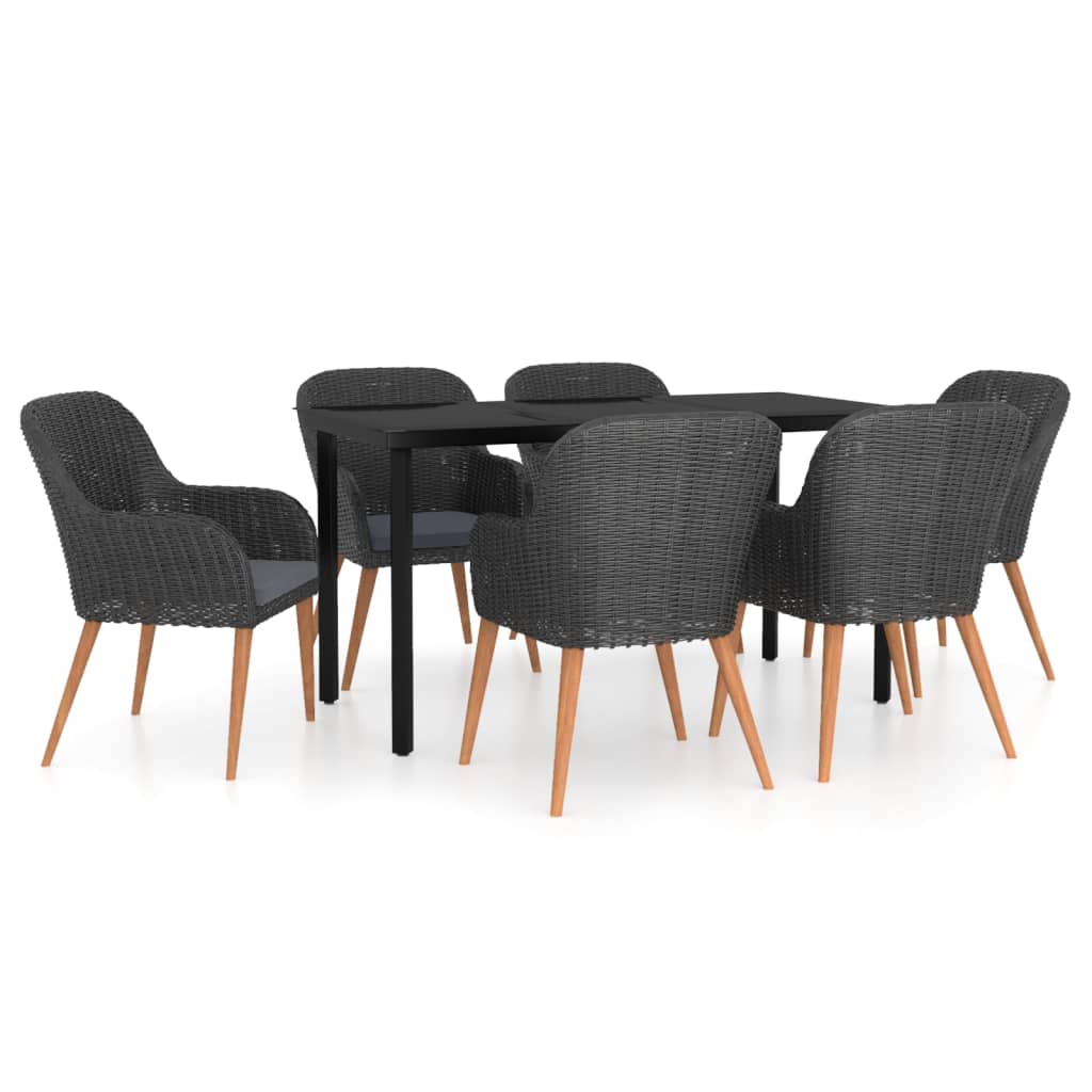 7-delige Tuinset met kussens zwart is nu te koop bij PeponiXL, paradijselijk wonen!