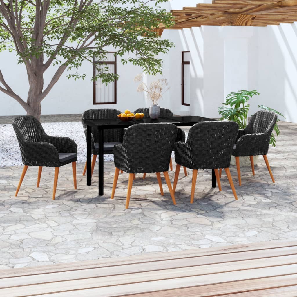 7-delige Tuinset met kussens zwart is nu te koop bij PeponiXL, paradijselijk wonen!