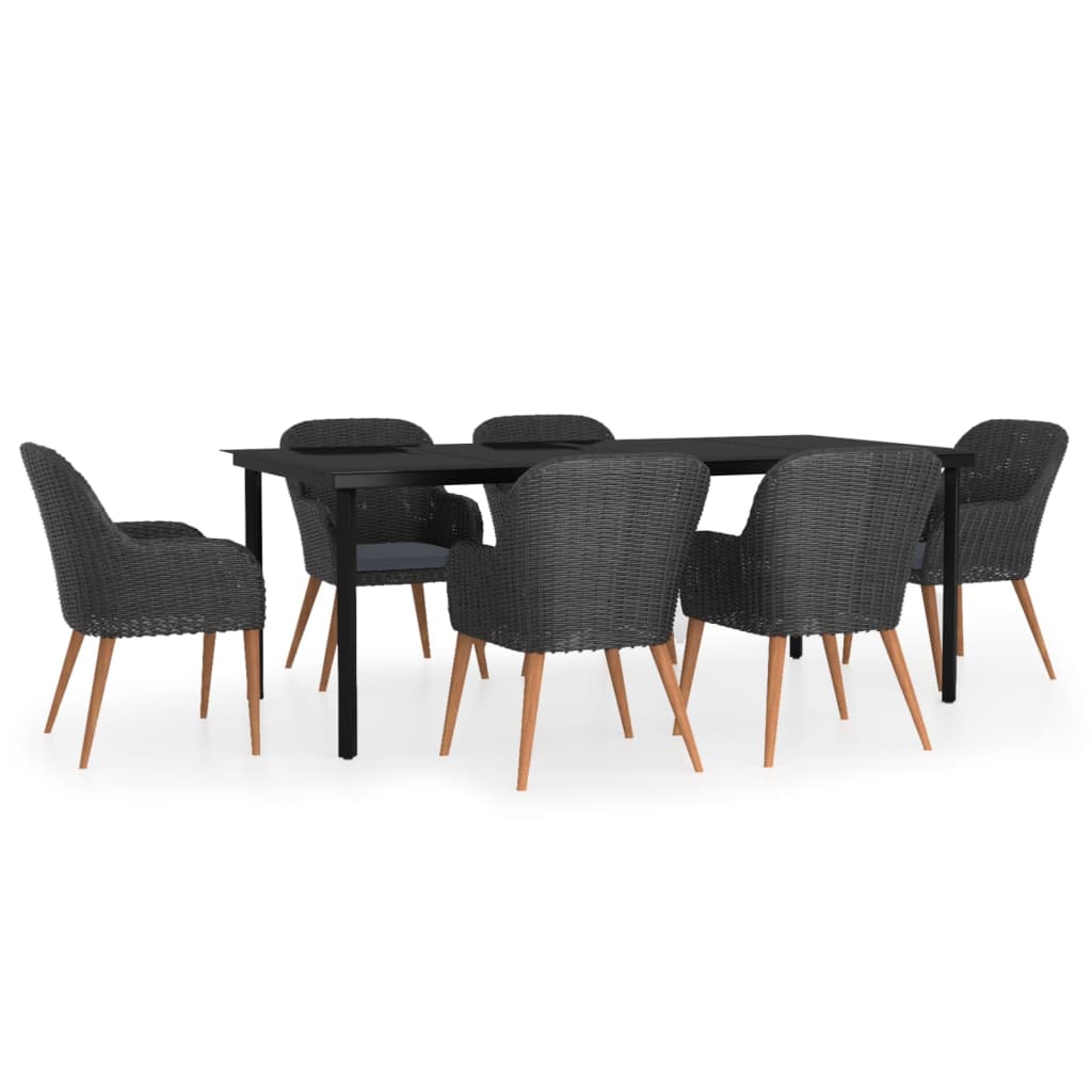 7-delige Tuinset met kussens zwart is nu te koop bij PeponiXL, paradijselijk wonen!
