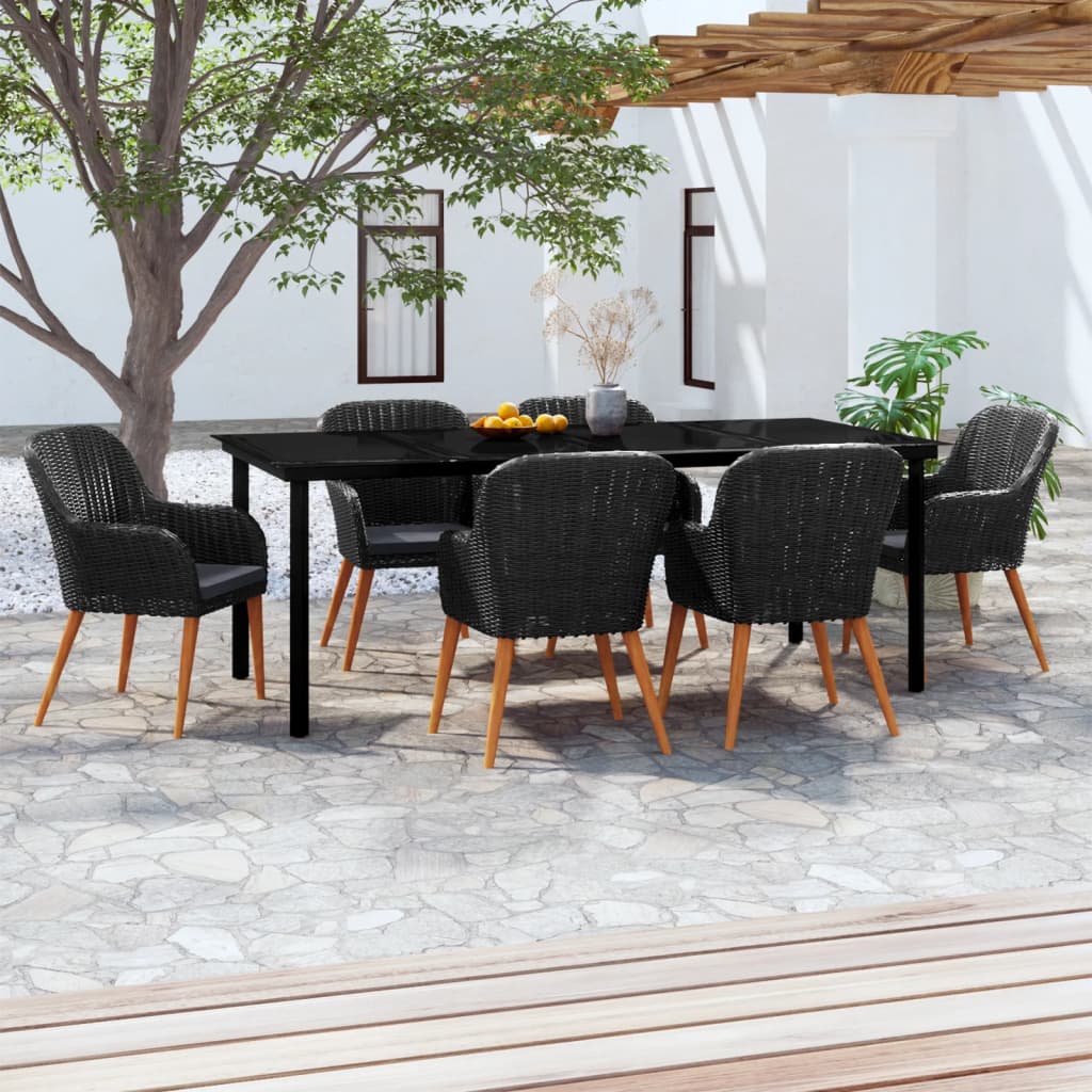 7-delige Tuinset met kussens zwart is nu te koop bij PeponiXL, paradijselijk wonen!