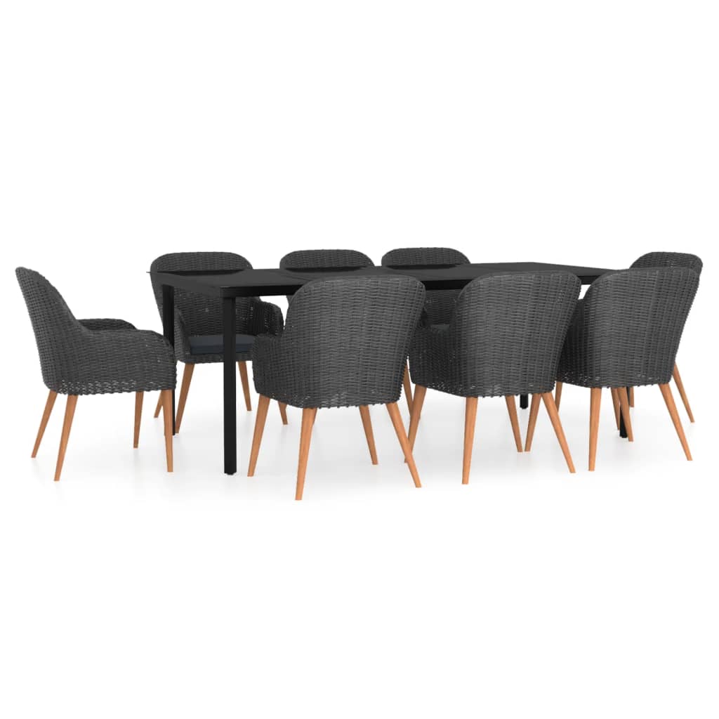 9-delige Tuinset met kussens zwart is nu te koop bij PeponiXL, paradijselijk wonen!