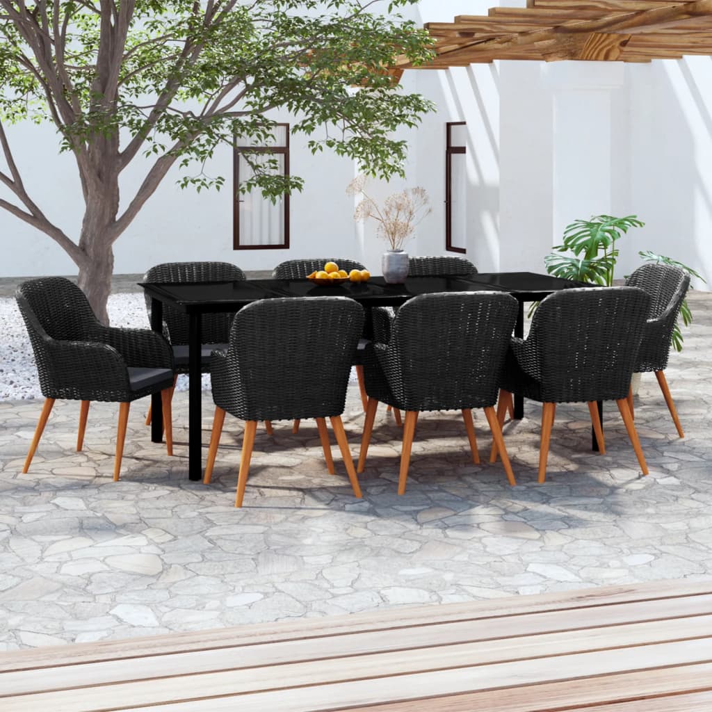 9-delige Tuinset met kussens zwart is nu te koop bij PeponiXL, paradijselijk wonen!