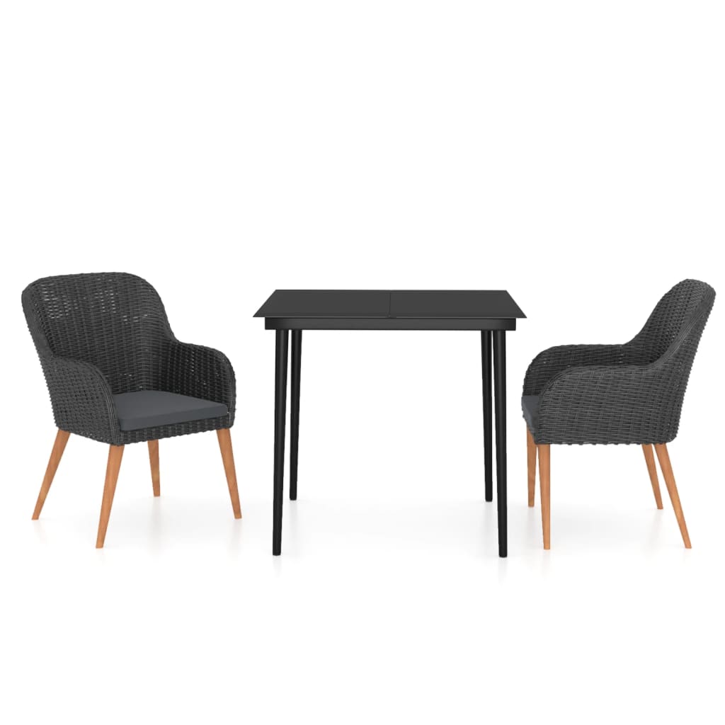 3-delige Tuinset met kussens zwart is nu te koop bij PeponiXL, paradijselijk wonen!