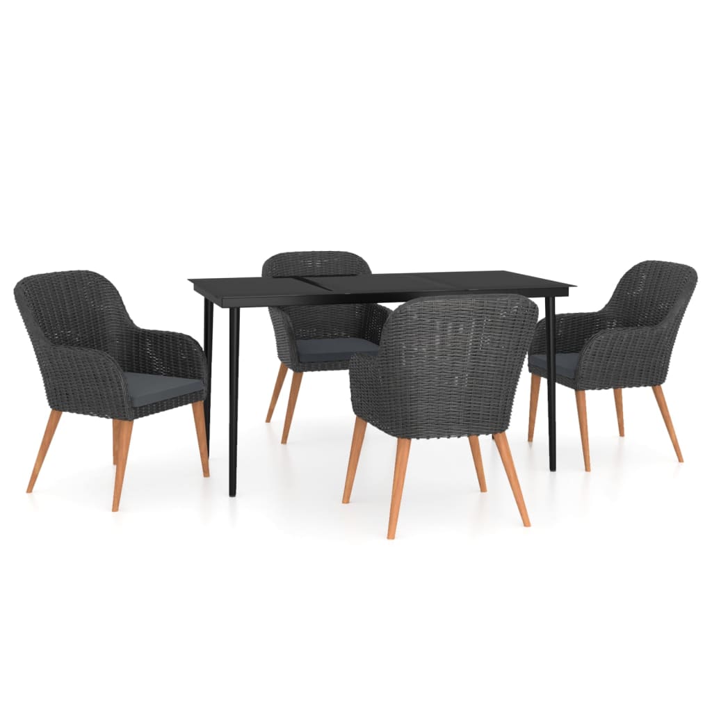 5-delige Tuinset met kussens zwart is nu te koop bij PeponiXL, paradijselijk wonen!