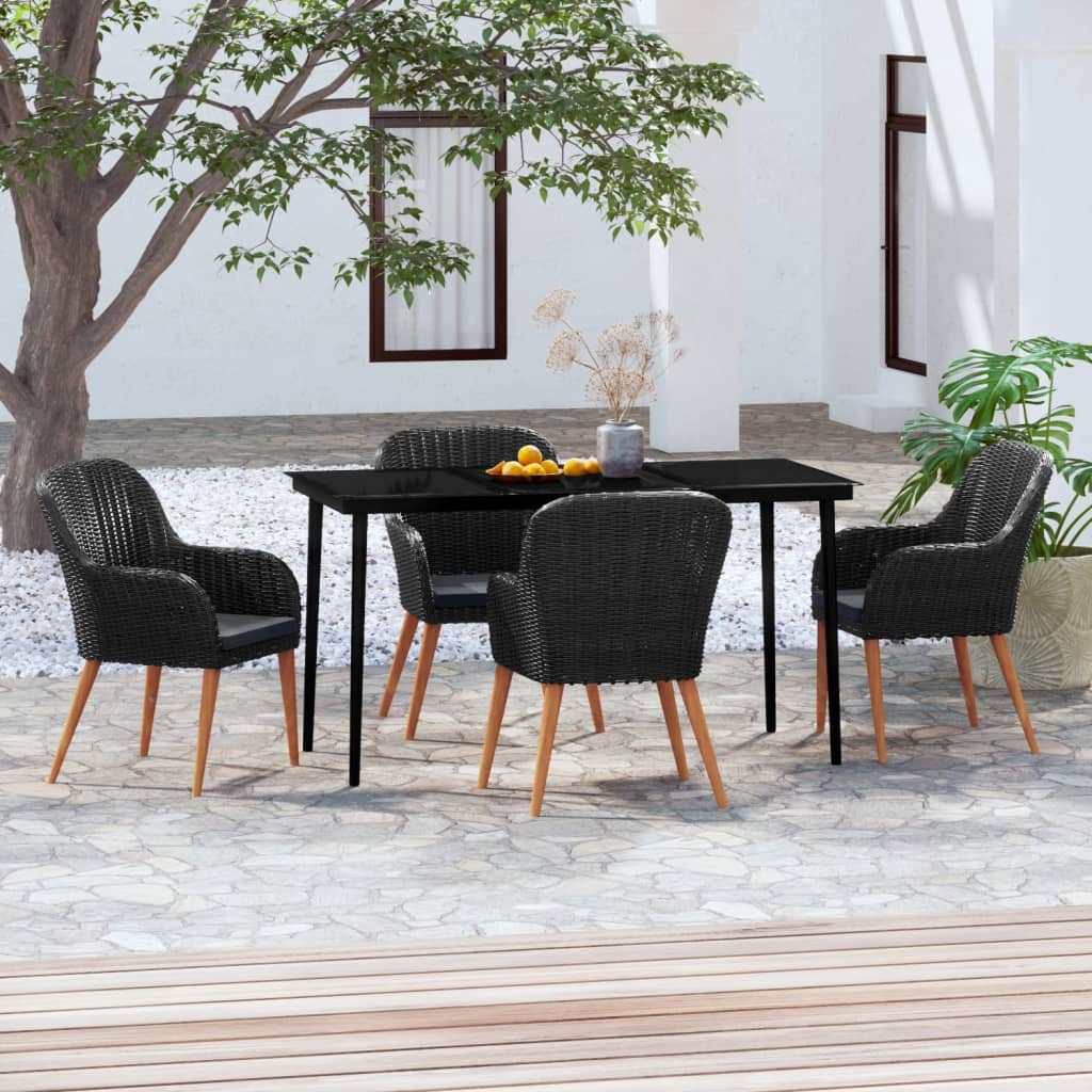 5-delige Tuinset met kussens zwart is nu te koop bij PeponiXL, paradijselijk wonen!