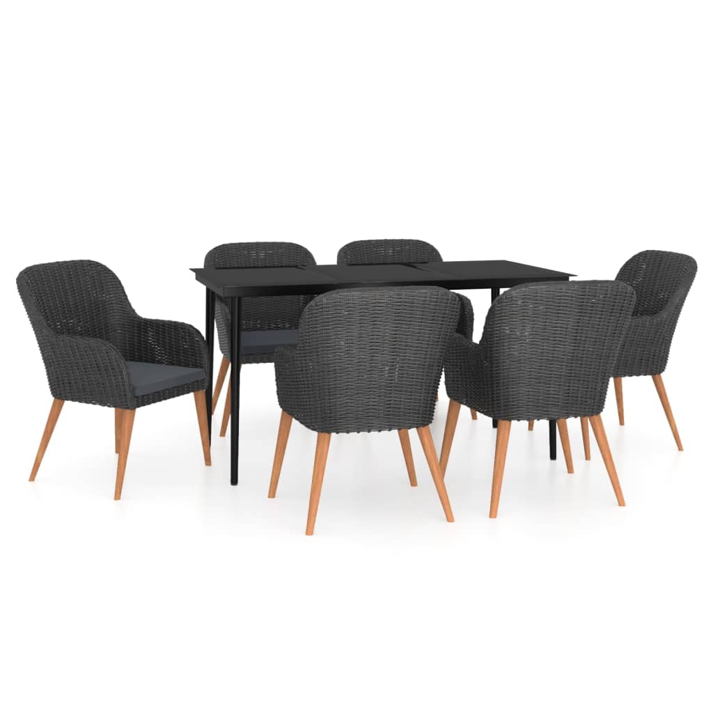 7-delige Tuinset met kussens zwart is nu te koop bij PeponiXL, paradijselijk wonen!