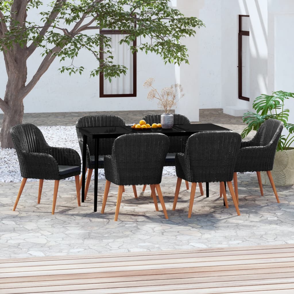 7-delige Tuinset met kussens zwart is nu te koop bij PeponiXL, paradijselijk wonen!