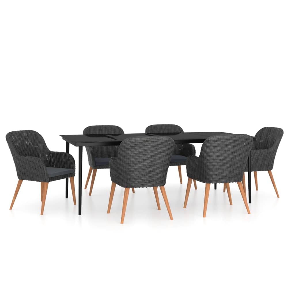7-delige Tuinset met kussens zwart is nu te koop bij PeponiXL, paradijselijk wonen!