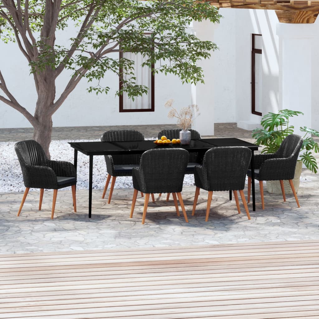 7-delige Tuinset met kussens zwart is nu te koop bij PeponiXL, paradijselijk wonen!