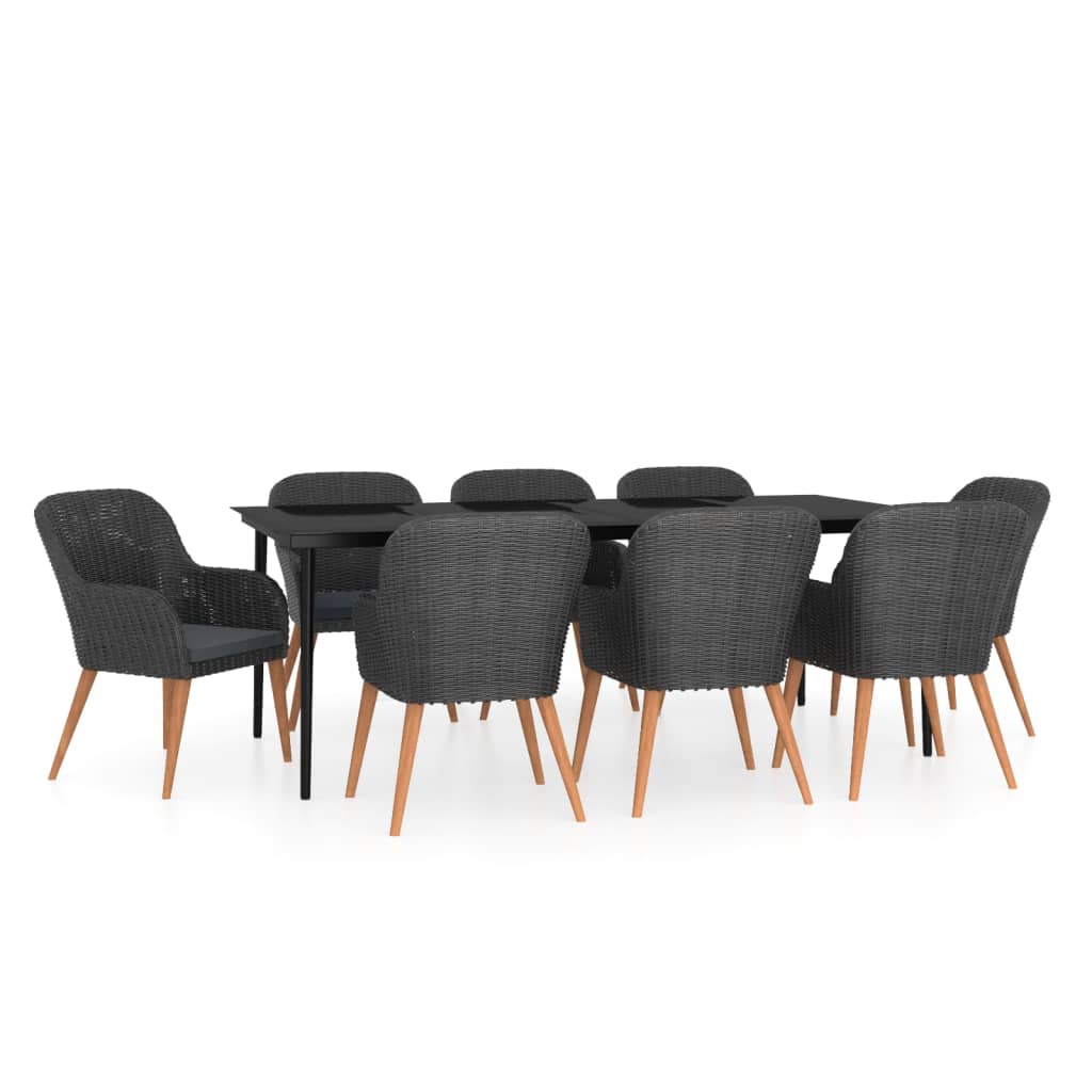 9-delige Tuinset met kussens zwart is nu te koop bij PeponiXL, paradijselijk wonen!