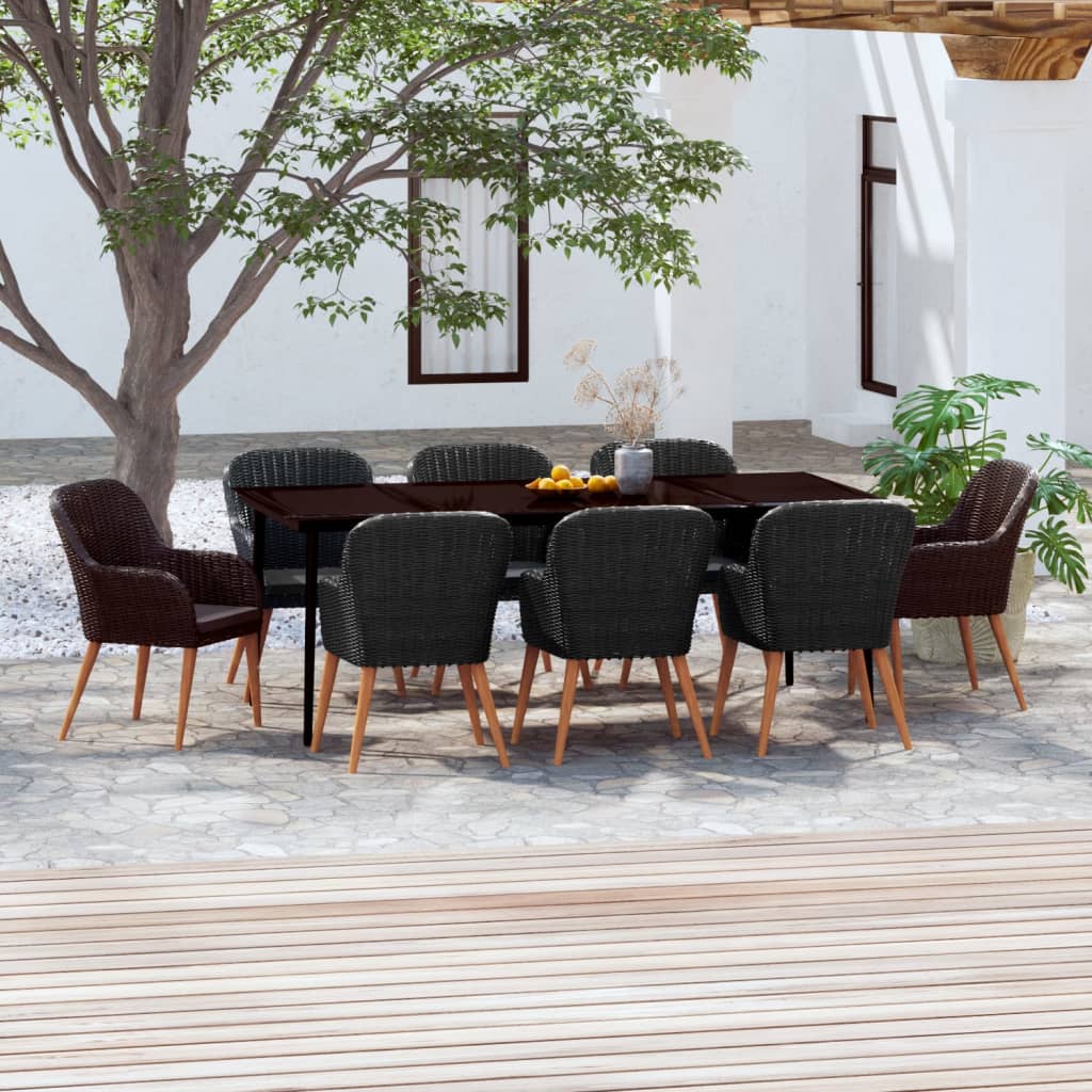 9-delige Tuinset met kussens zwart is nu te koop bij PeponiXL, paradijselijk wonen!