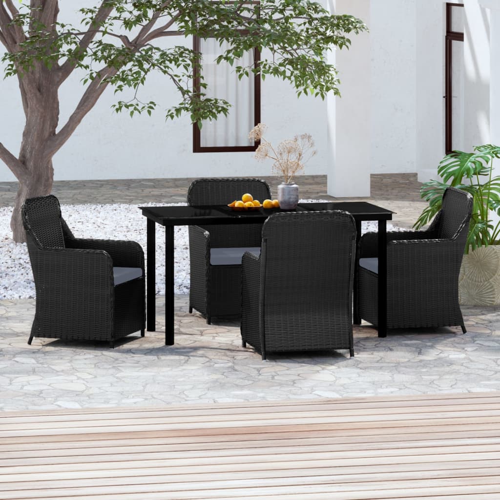 5-delige Tuinset met kussens zwart is nu te koop bij PeponiXL, paradijselijk wonen!
