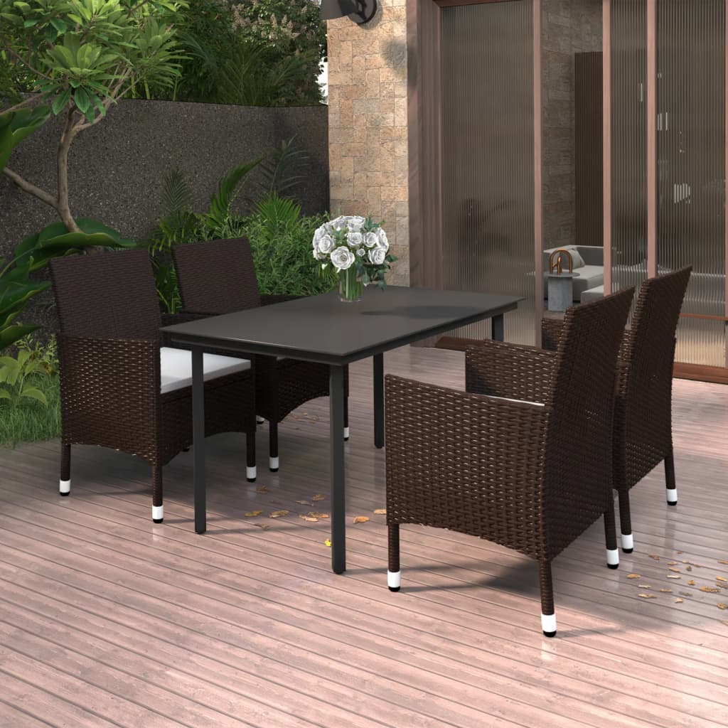 5-delige Tuinset met kussens poly rattan en glas is nu te koop bij PeponiXL, paradijselijk wonen!