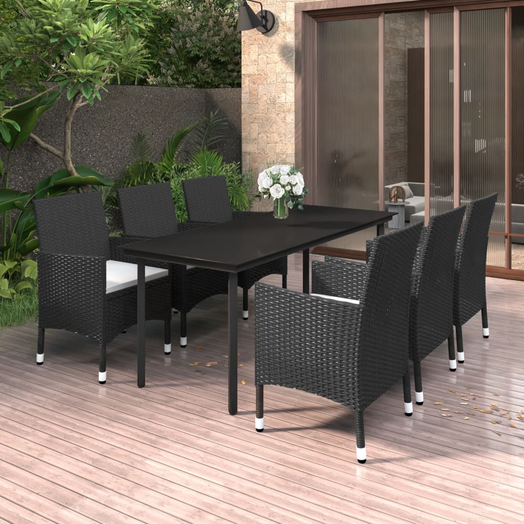 7-delige Tuinset met kussens poly rattan en glas is nu te koop bij PeponiXL, paradijselijk wonen!