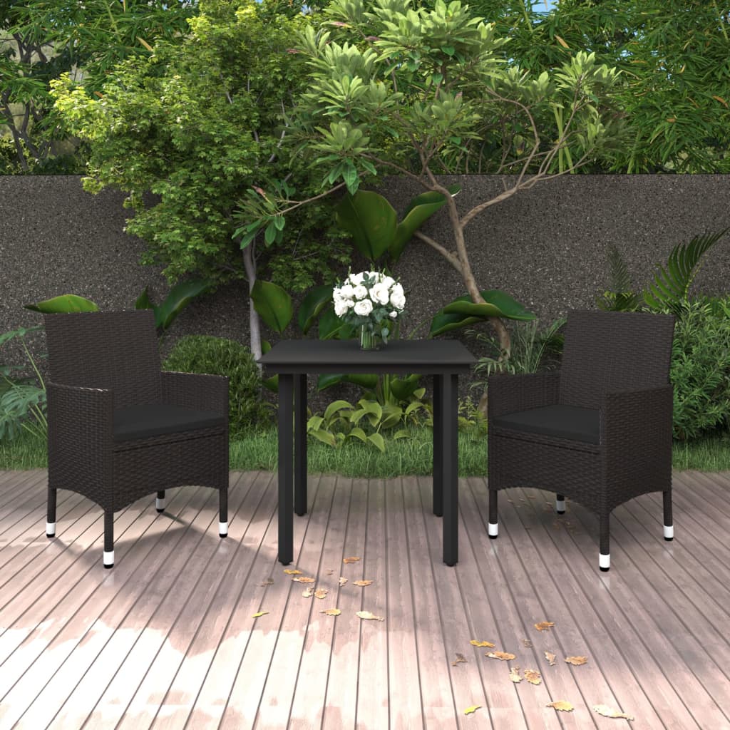 3-delige Tuinset met kussens poly rattan en glas is nu te koop bij PeponiXL, paradijselijk wonen!