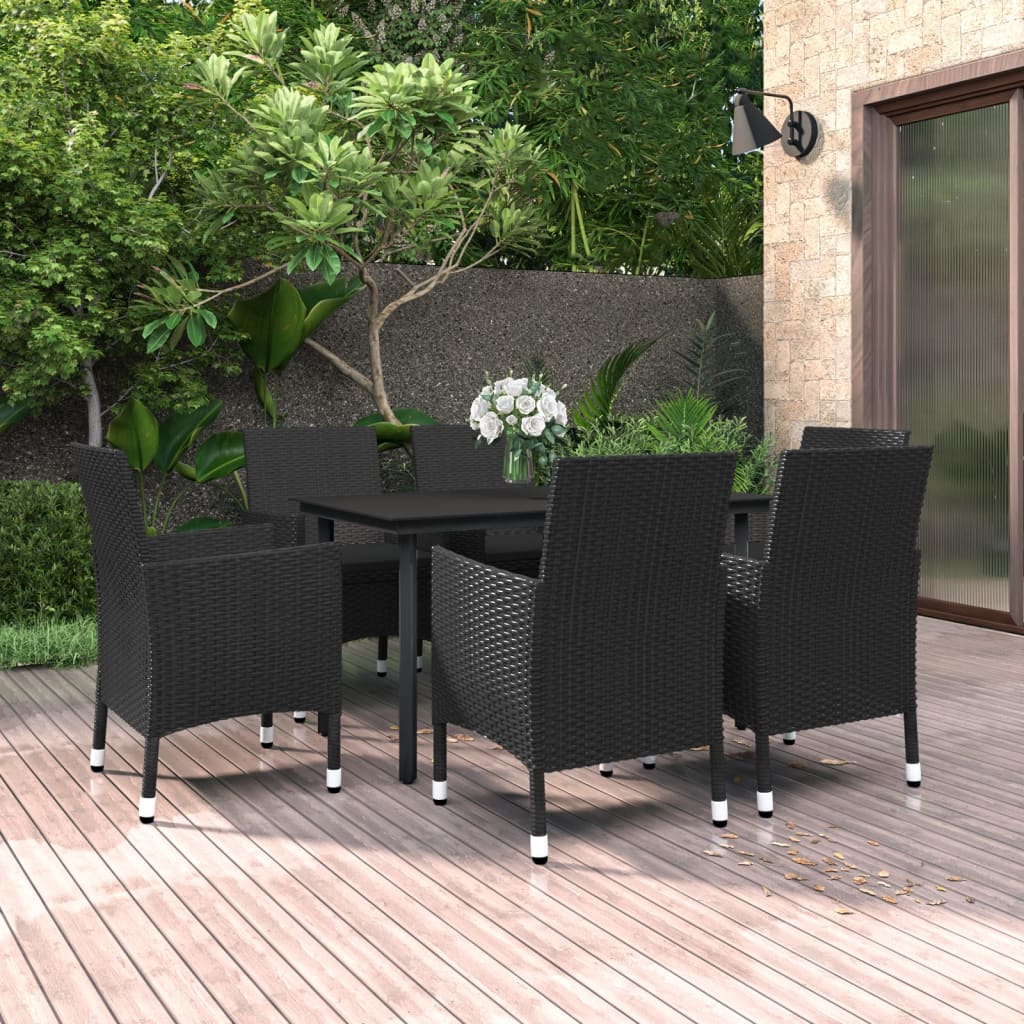7-delige Tuinset met kussens poly rattan en glas is nu te koop bij PeponiXL, paradijselijk wonen!