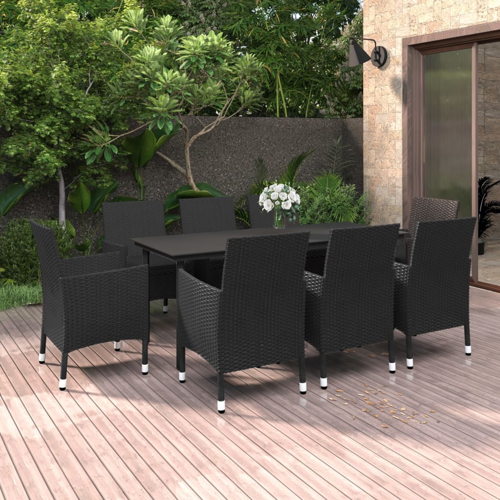 9-delige Tuinset met kussens poly rattan en glas is nu te koop bij PeponiXL, paradijselijk wonen!
