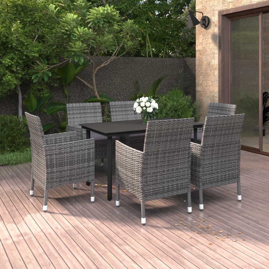 7-delige Tuinset met kussens poly rattan en glas is nu te koop bij PeponiXL, paradijselijk wonen!