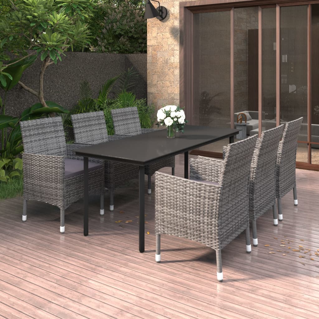 7-delige Tuinset met kussens poly rattan en glas is nu te koop bij PeponiXL, paradijselijk wonen!