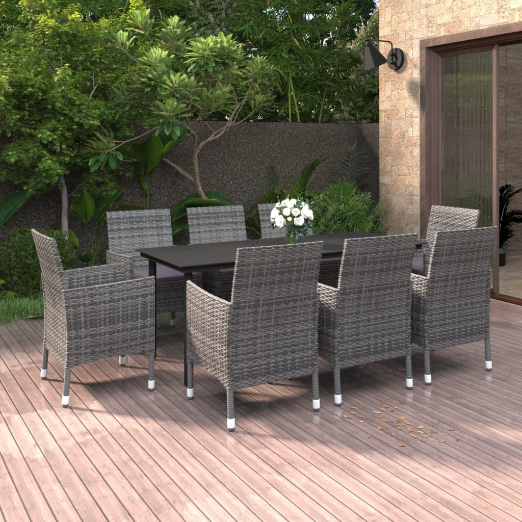 9-delige Tuinset met kussens poly rattan en glas is nu te koop bij PeponiXL, paradijselijk wonen!