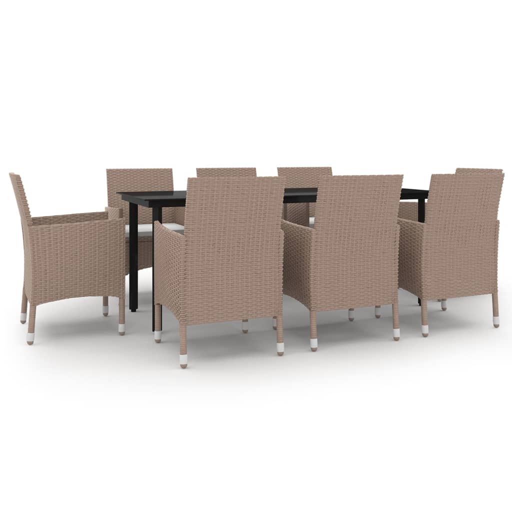 9-delige Tuinset met kussens poly rattan en glas is nu te koop bij PeponiXL, paradijselijk wonen!