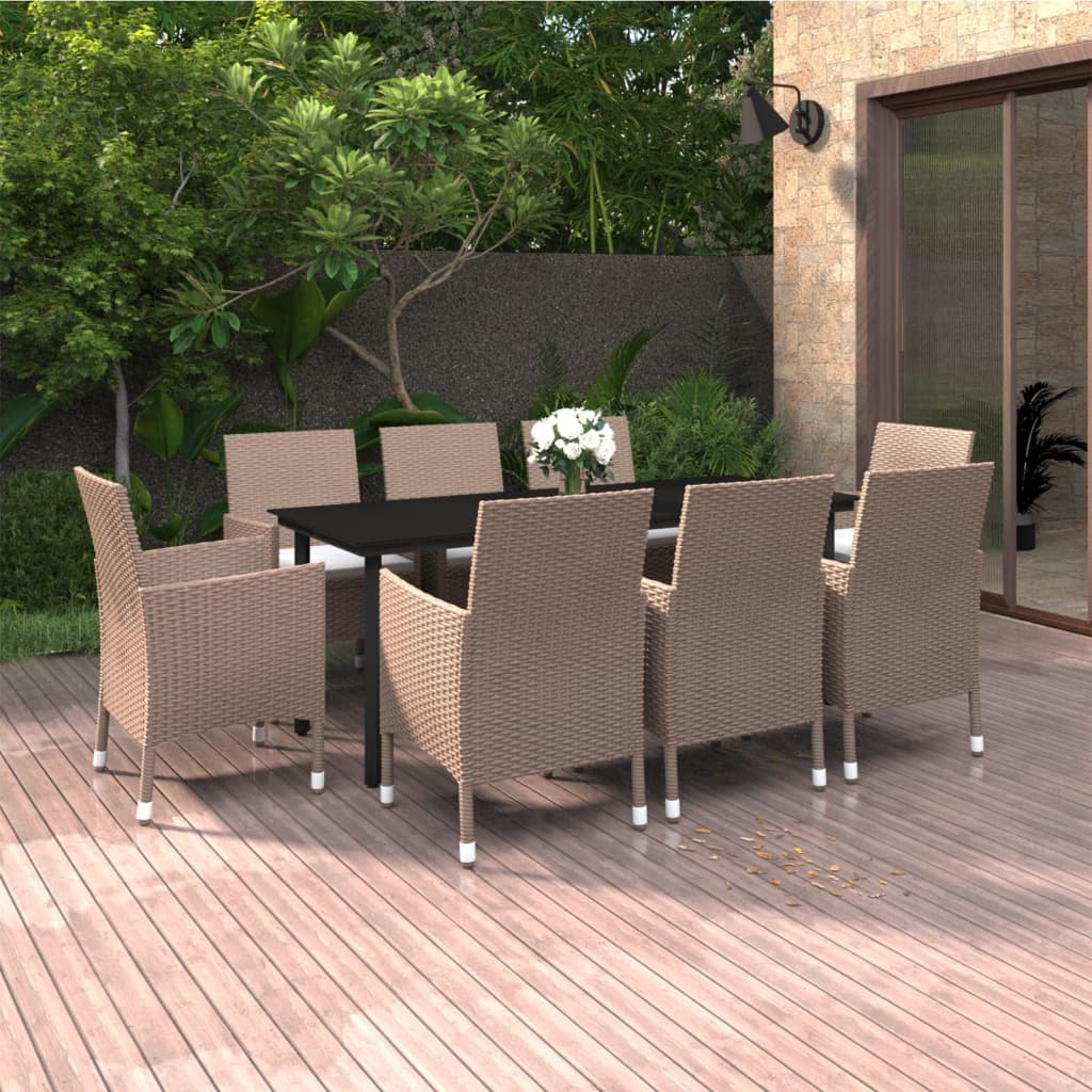 9-delige Tuinset met kussens poly rattan en glas is nu te koop bij PeponiXL, paradijselijk wonen!