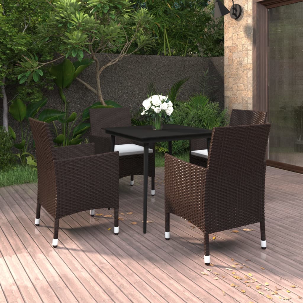 5-delige Tuinset met kussens poly rattan en glas is nu te koop bij PeponiXL, paradijselijk wonen!