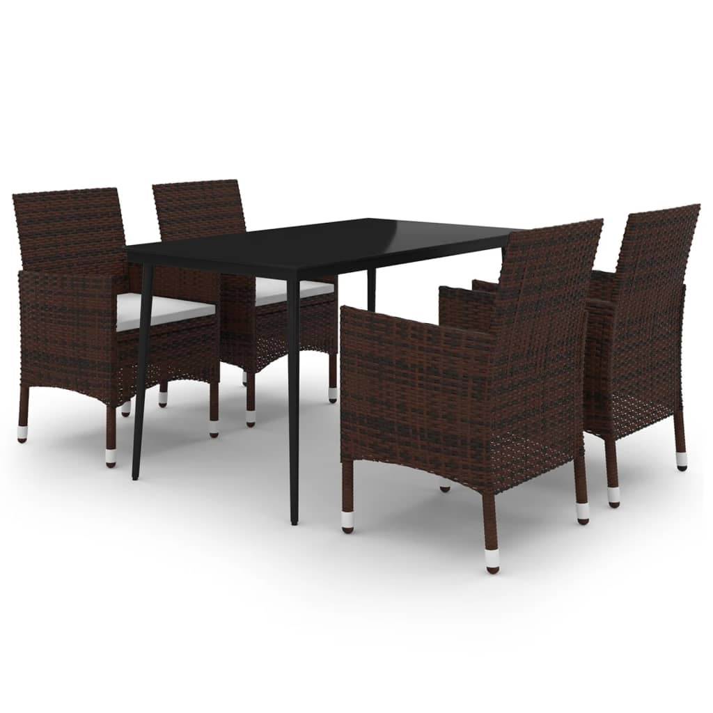5-delige Tuinset met kussens poly rattan en glas is nu te koop bij PeponiXL, paradijselijk wonen!
