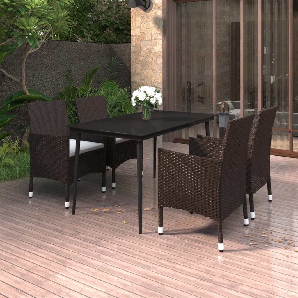 5-delige Tuinset met kussens poly rattan en glas is nu te koop bij PeponiXL, paradijselijk wonen!