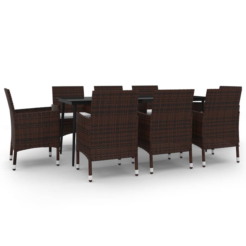 9-delige Tuinset met kussens poly rattan en glas is nu te koop bij PeponiXL, paradijselijk wonen!