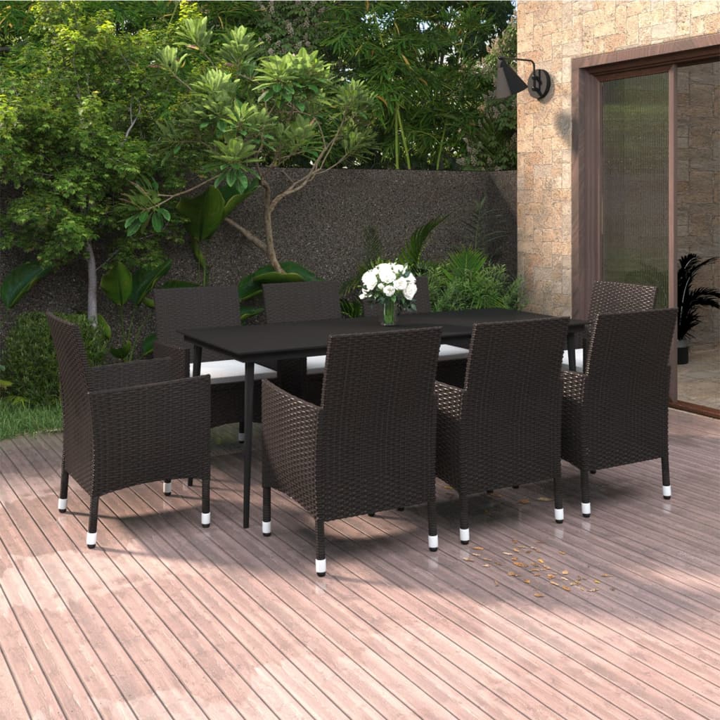 9-delige Tuinset met kussens poly rattan en glas is nu te koop bij PeponiXL, paradijselijk wonen!