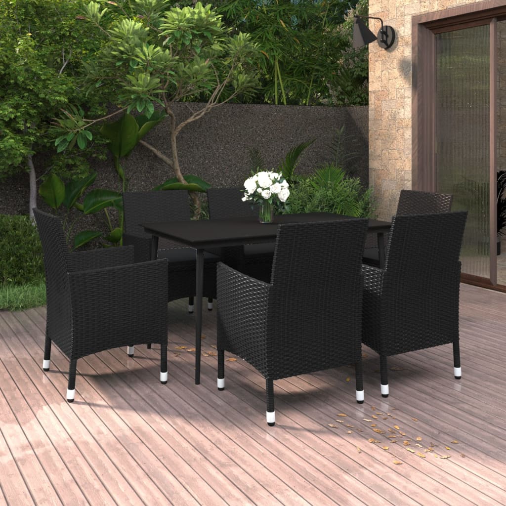 7-delige Tuinset met kussens poly rattan en glas is nu te koop bij PeponiXL, paradijselijk wonen!