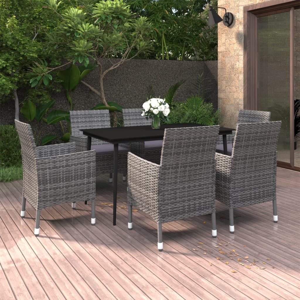 7-delige Tuinset met kussens poly rattan en glas is nu te koop bij PeponiXL, paradijselijk wonen!