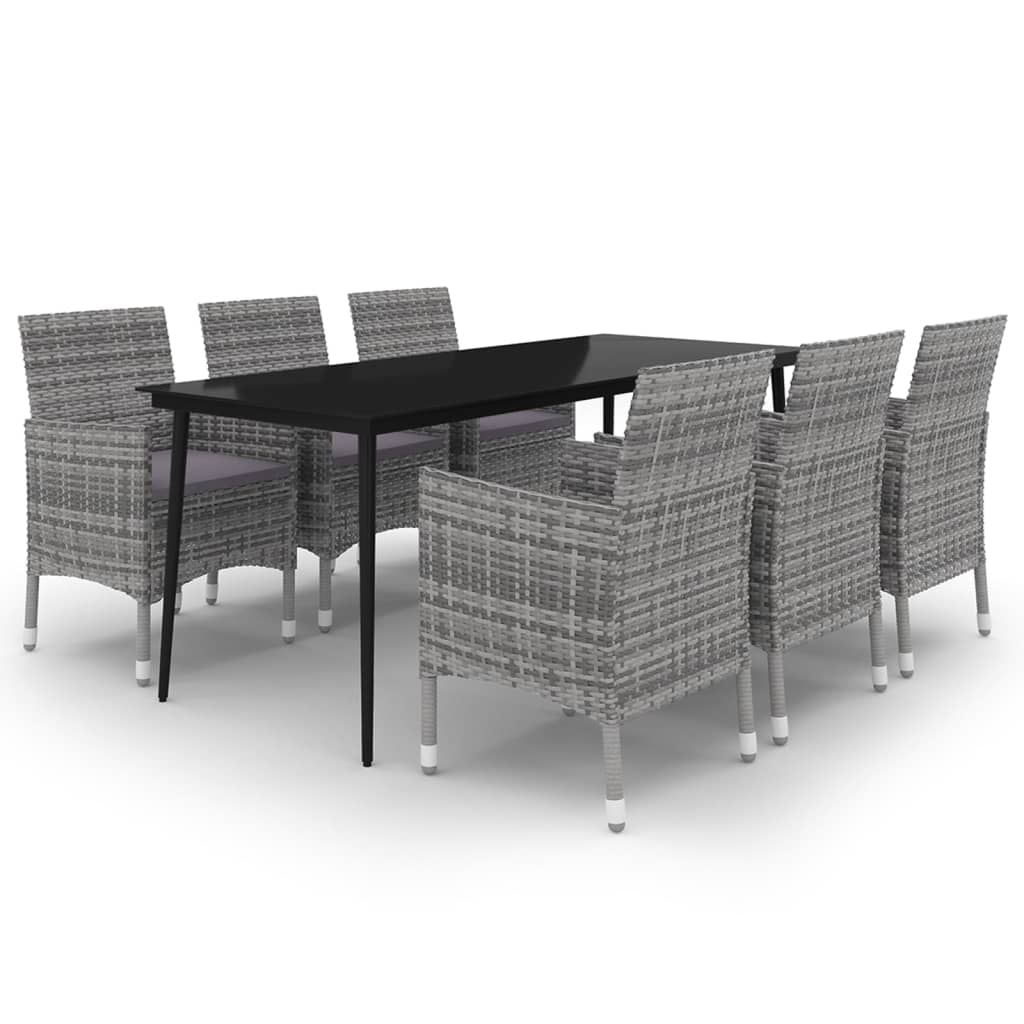 7-delige Tuinset met kussens poly rattan en glas is nu te koop bij PeponiXL, paradijselijk wonen!
