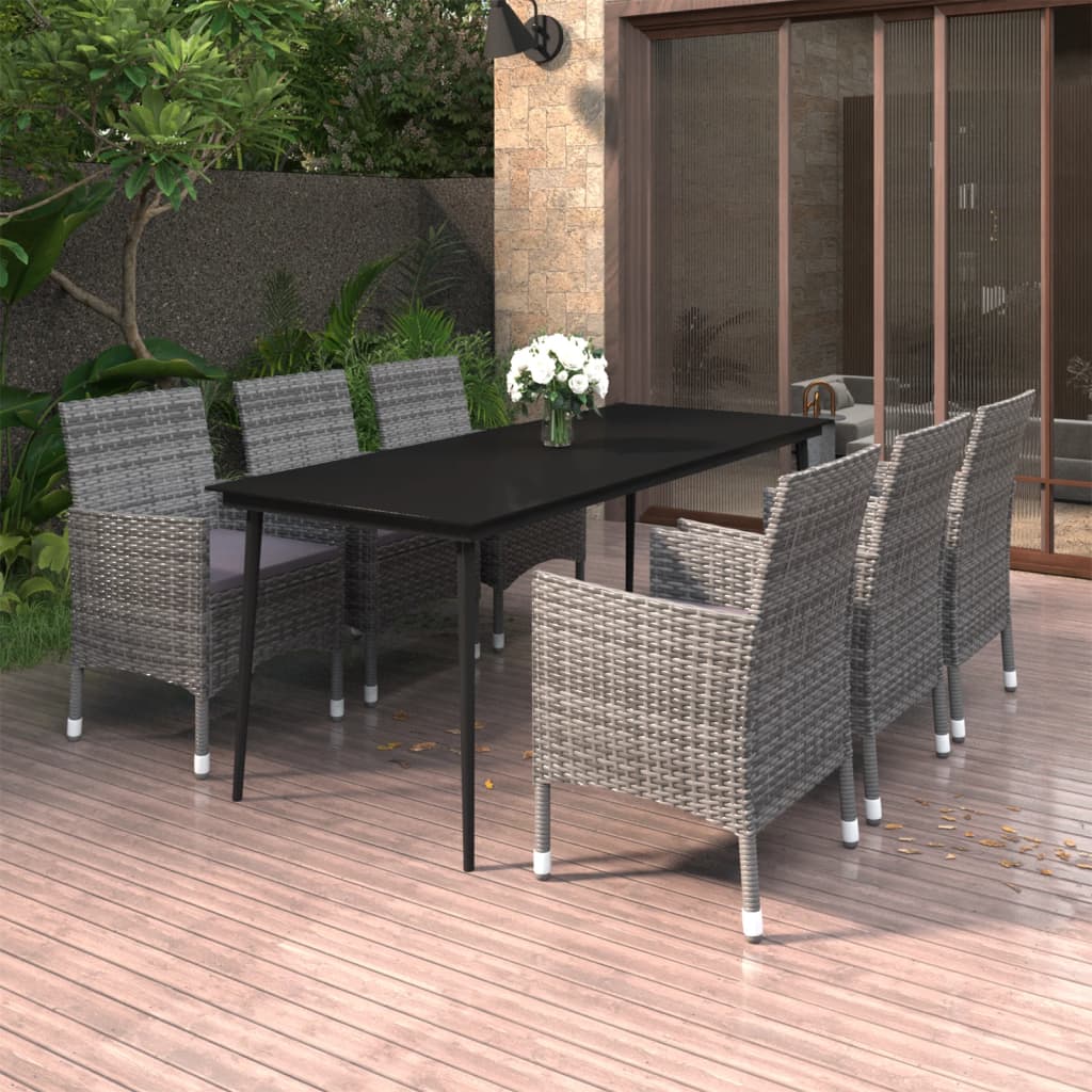 7-delige Tuinset met kussens poly rattan en glas is nu te koop bij PeponiXL, paradijselijk wonen!