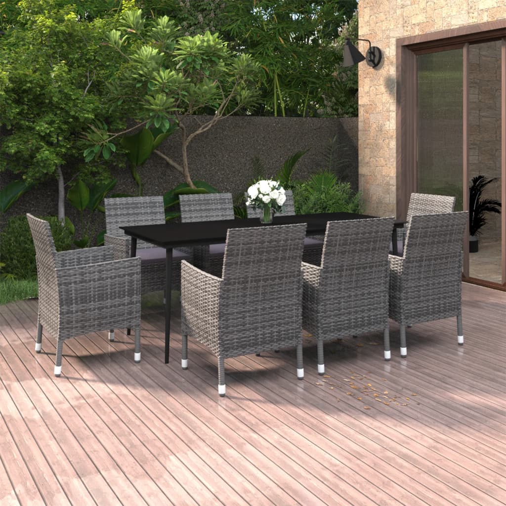 9-delige Tuinset met kussens poly rattan en glas is nu te koop bij PeponiXL, paradijselijk wonen!