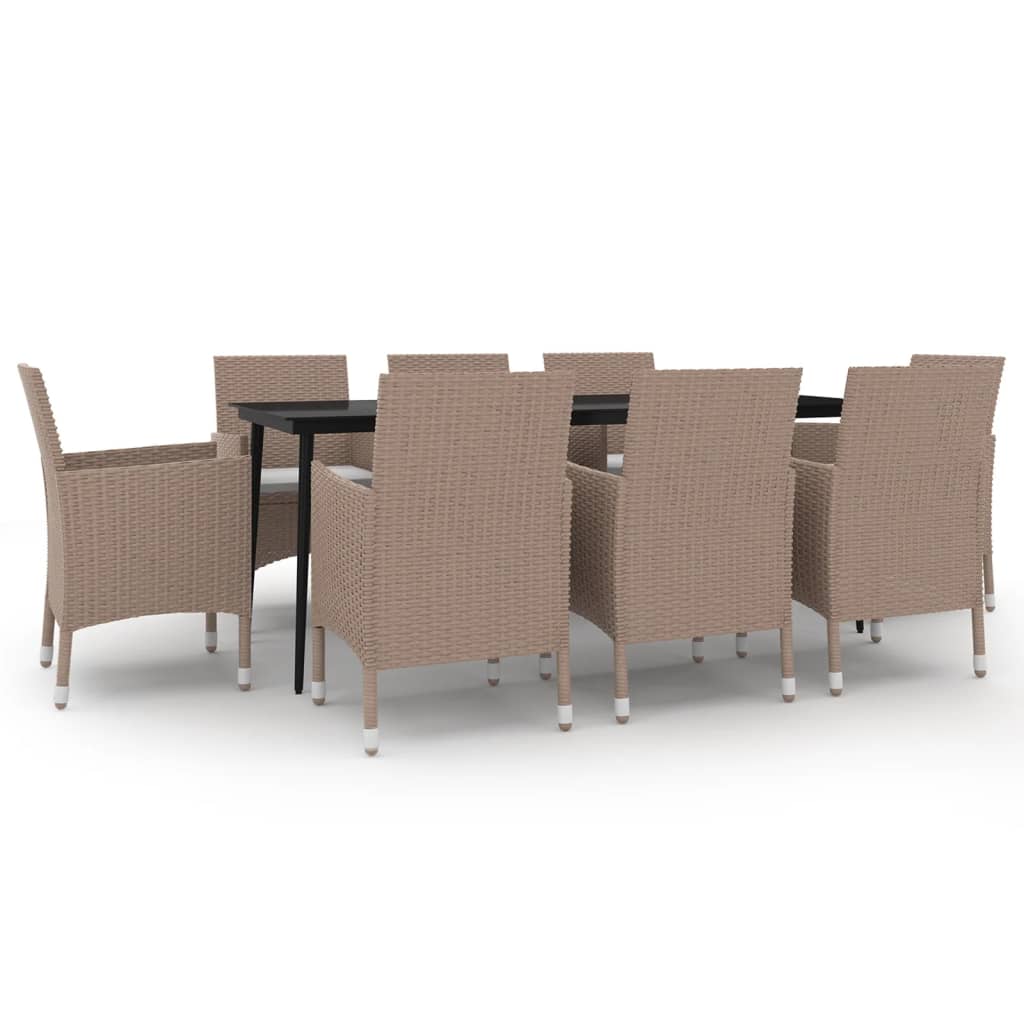 9-delige Tuinset met kussens poly rattan en glas is nu te koop bij PeponiXL, paradijselijk wonen!