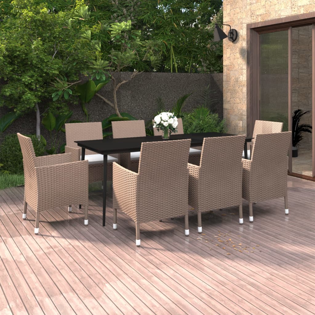9-delige Tuinset met kussens poly rattan en glas is nu te koop bij PeponiXL, paradijselijk wonen!