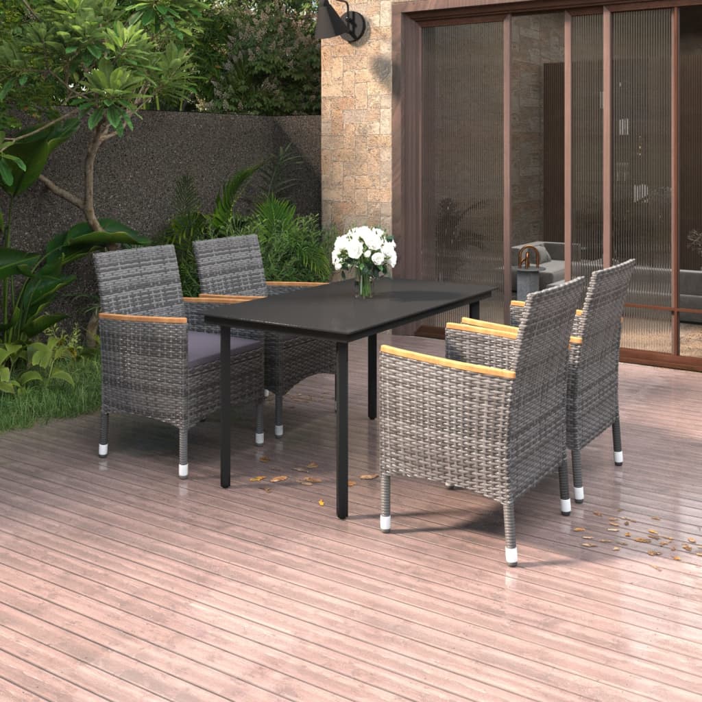 5-delige Tuinset met kussens poly rattan en glas is nu te koop bij PeponiXL, paradijselijk wonen!