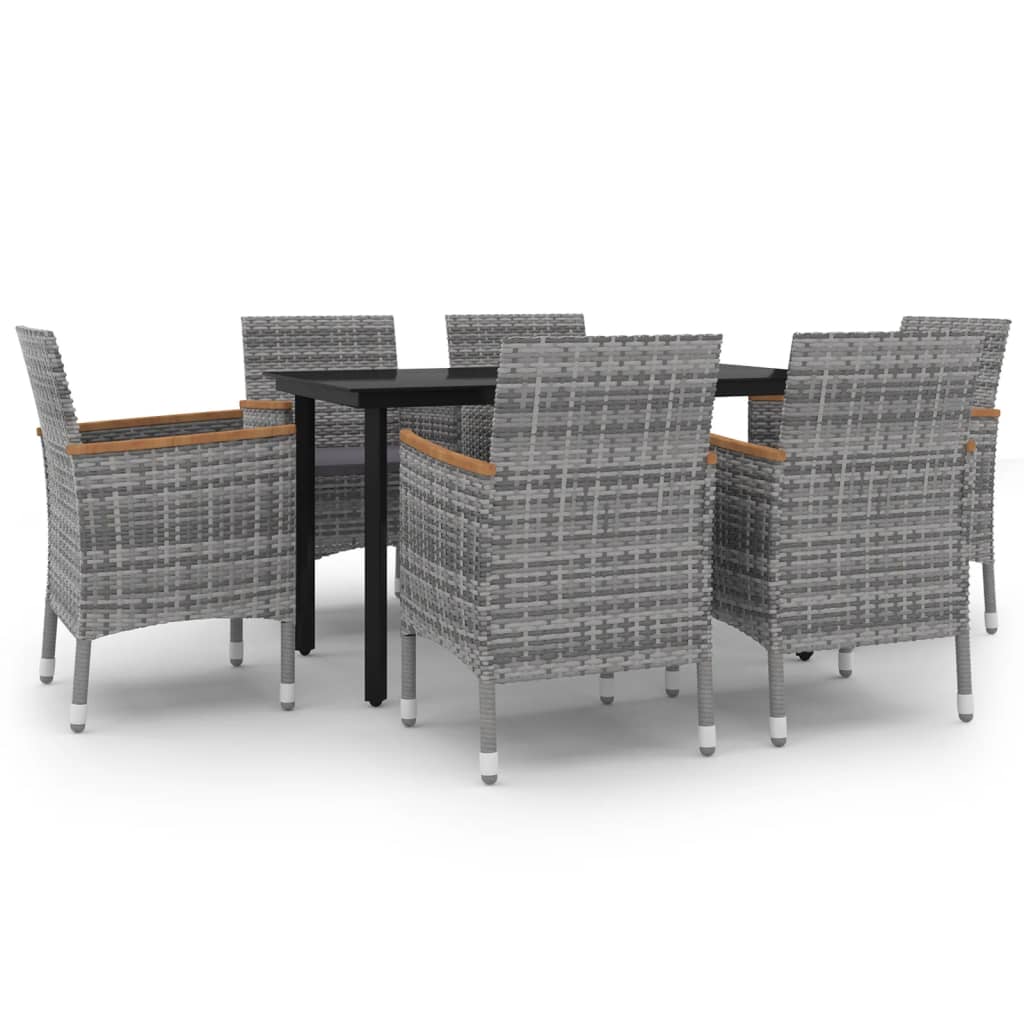 7-delige Tuinset met kussens poly rattan en glas is nu te koop bij PeponiXL, paradijselijk wonen!