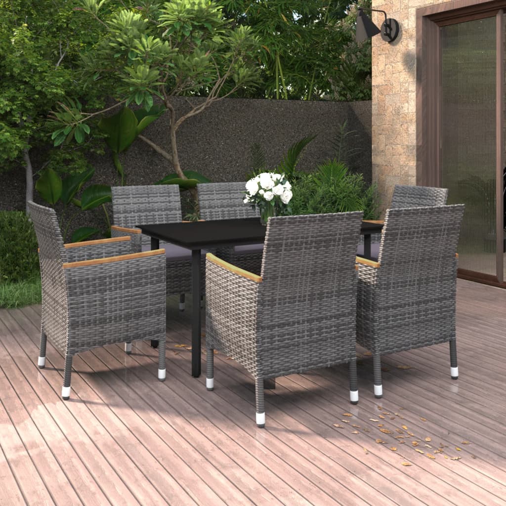 7-delige Tuinset met kussens poly rattan en glas is nu te koop bij PeponiXL, paradijselijk wonen!