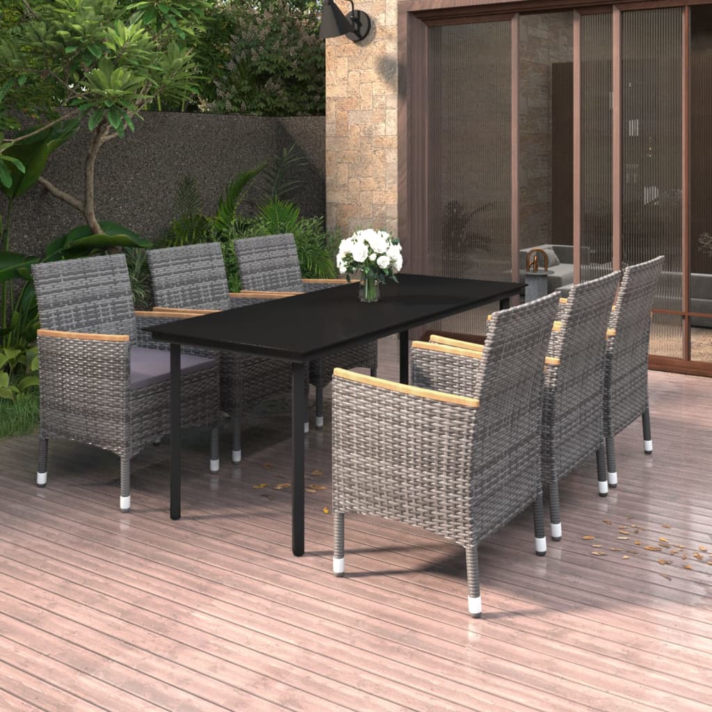 7-delige Tuinset met kussens poly rattan en glas is nu te koop bij PeponiXL, paradijselijk wonen!