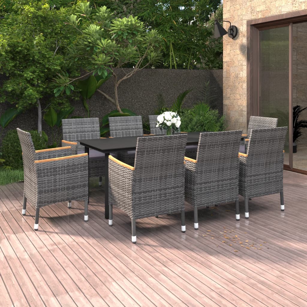 9-delige Tuinset met kussens poly rattan en glas is nu te koop bij PeponiXL, paradijselijk wonen!
