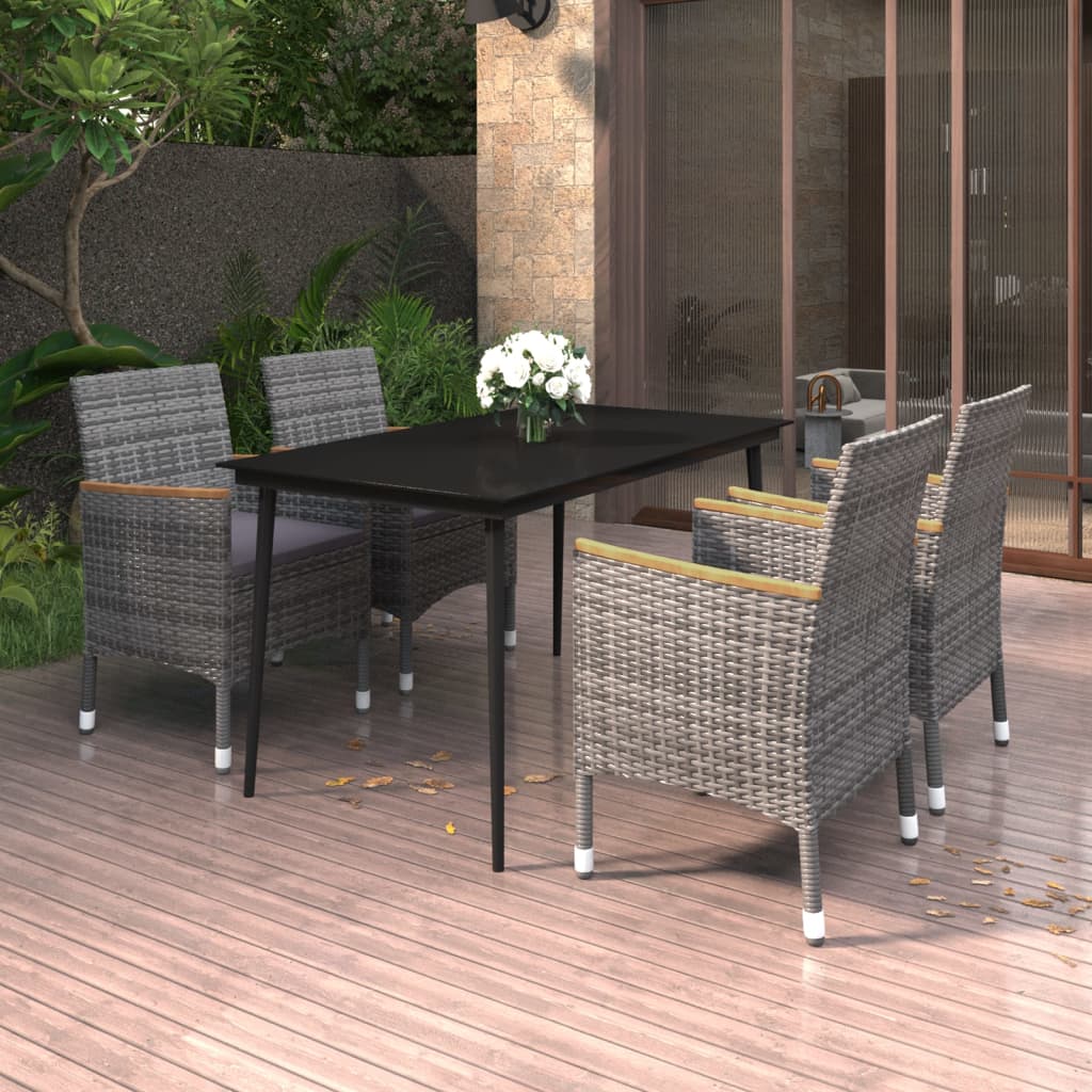 5-delige Tuinset met kussens poly rattan en glas is nu te koop bij PeponiXL, paradijselijk wonen!
