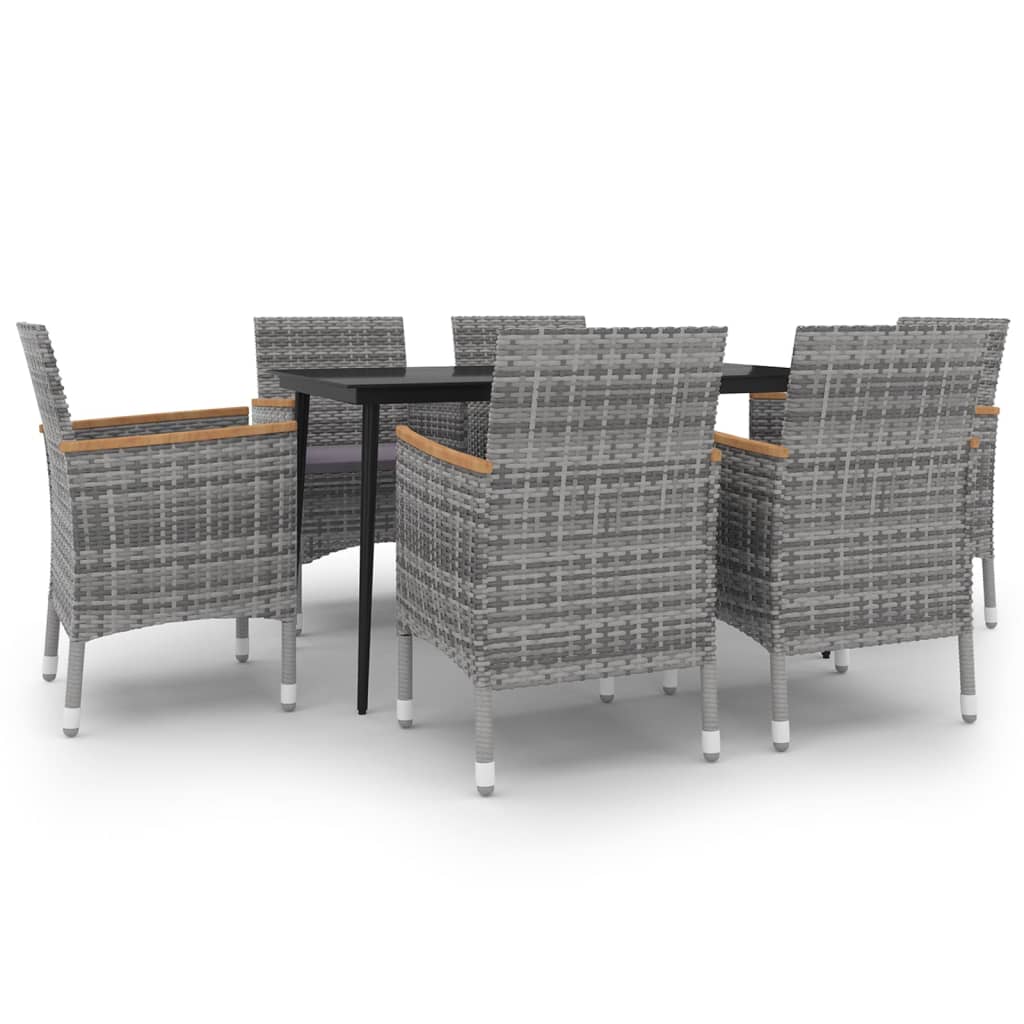 7-delige Tuinset met kussens poly rattan en glas is nu te koop bij PeponiXL, paradijselijk wonen!