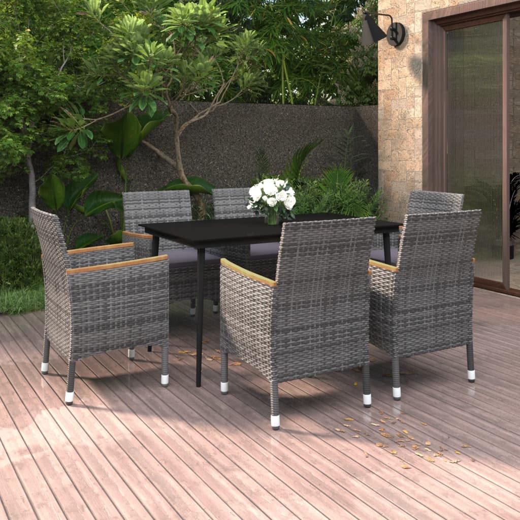 7-delige Tuinset met kussens poly rattan en glas is nu te koop bij PeponiXL, paradijselijk wonen!