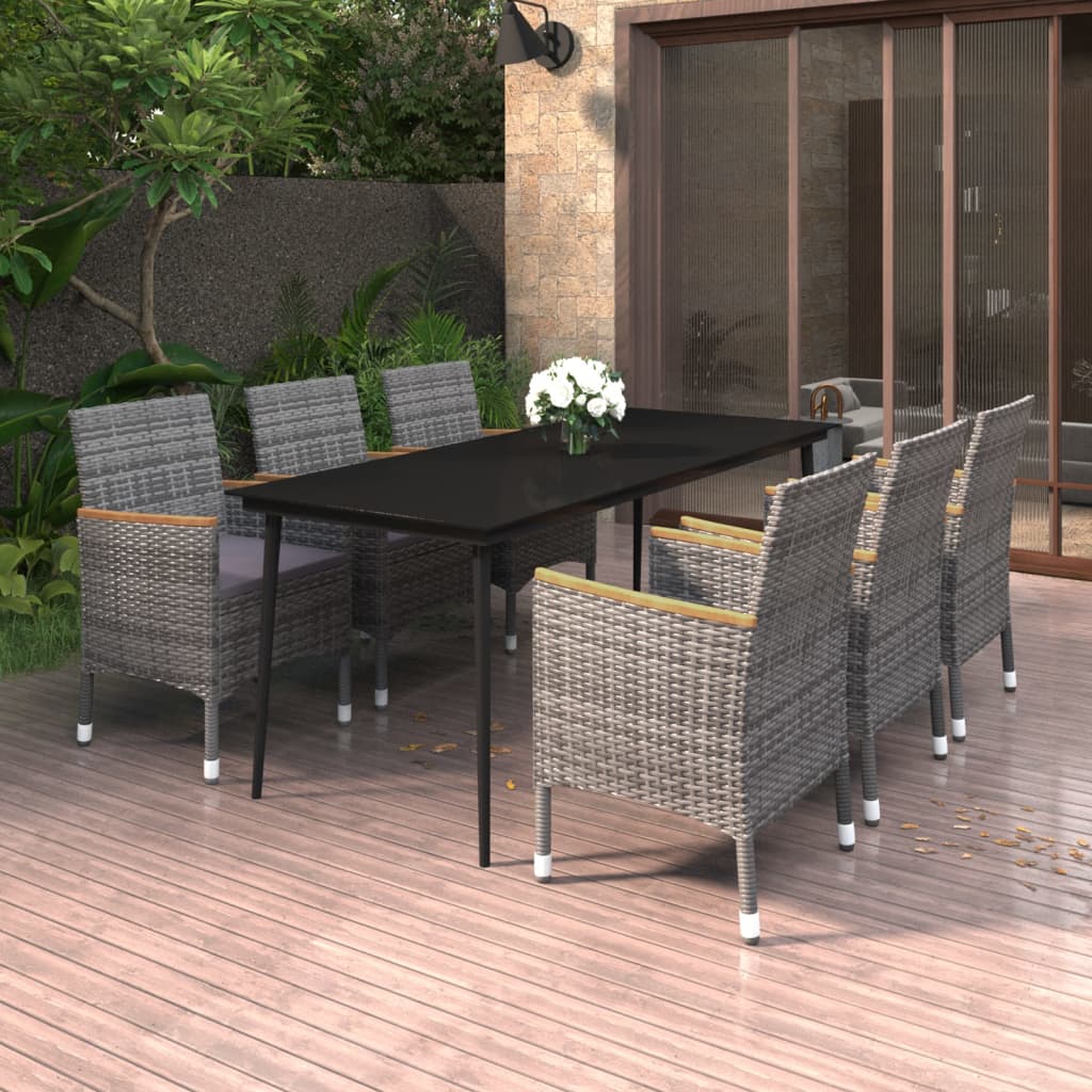 7-delige Tuinset met kussens poly rattan en glas is nu te koop bij PeponiXL, paradijselijk wonen!