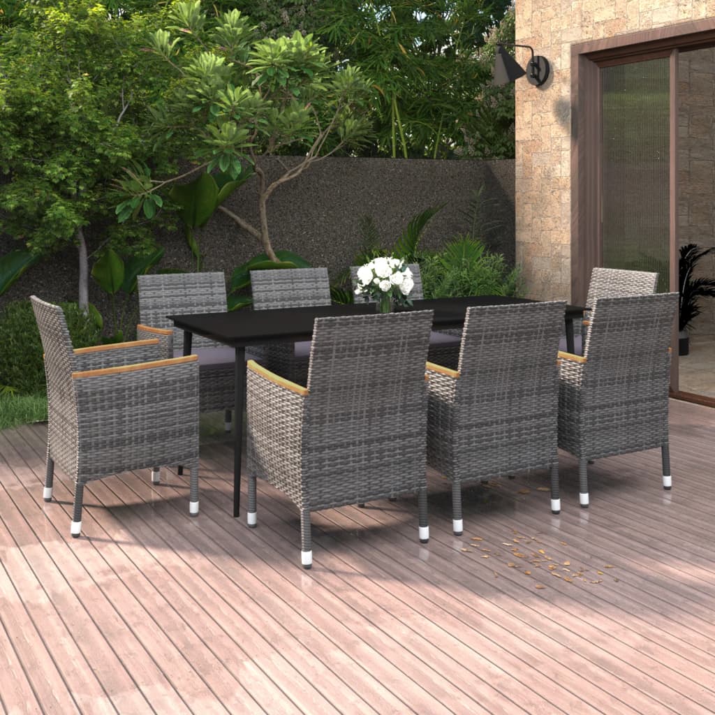 9-delige Tuinset met kussens poly rattan en glas is nu te koop bij PeponiXL, paradijselijk wonen!