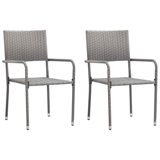 Tuinstoelen 2 st stapelbaar poly rattan grijs is nu te koop bij PeponiXL, paradijselijk wonen!