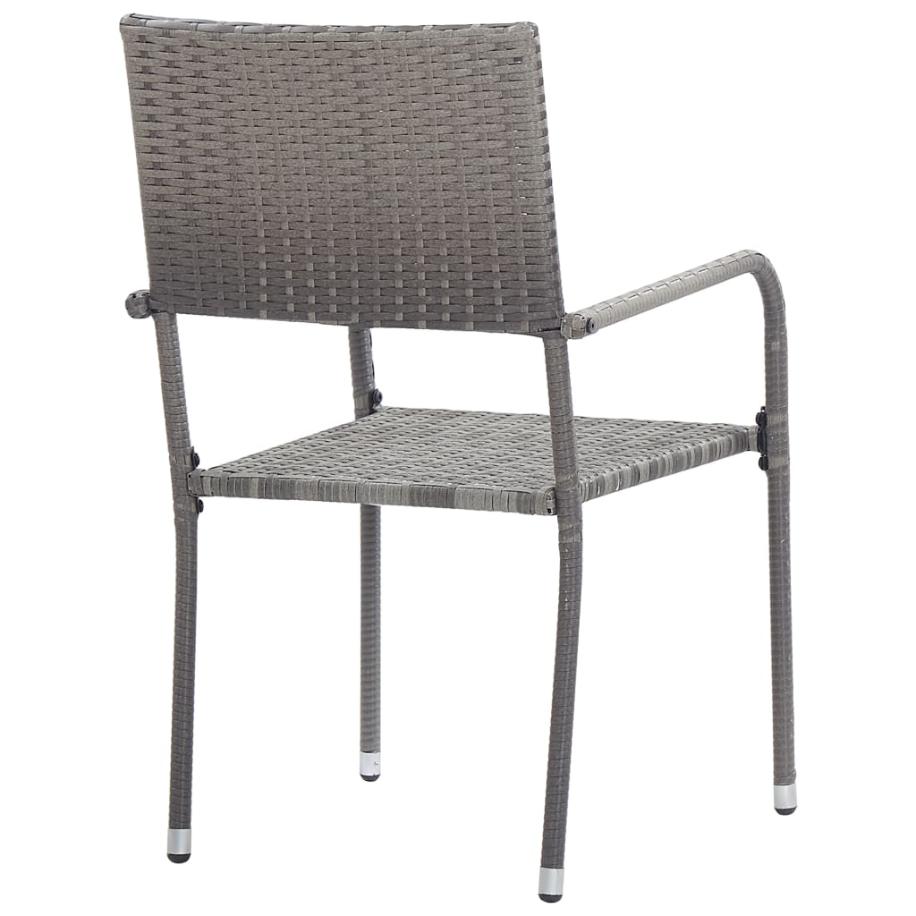 Tuinstoelen 2 st stapelbaar poly rattan grijs is nu te koop bij PeponiXL, paradijselijk wonen!